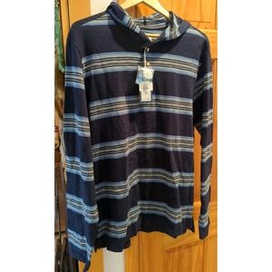 New With Tags Men's Surfside Drew Hooded Henley Stripe Hoodie Shirt Size L